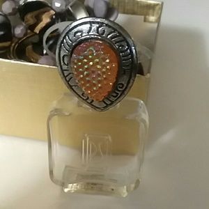 FROSTED AMBER TEAR DROP RING